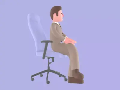 Stylized 3D Angry Lawyer Sitting Pose - Cartoon Male 3D model