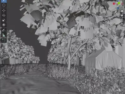 Cinematic Blender forest Environment Fog Lighting  Vegetation 3D model