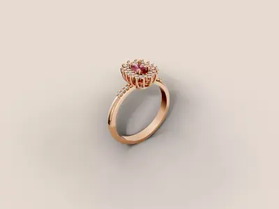 Classic Halo Pave Ring 3D print model