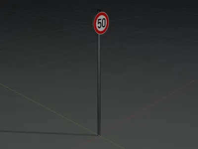 Traffic sign 274-50 Speed limit 50 km h Size 1 Low-poly 3D model