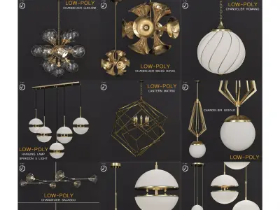 Chandleir 10 pieces 3d model Low-poly 3D model