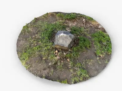 Photorealistic 3D scan of rock stone Low-poly 3D model