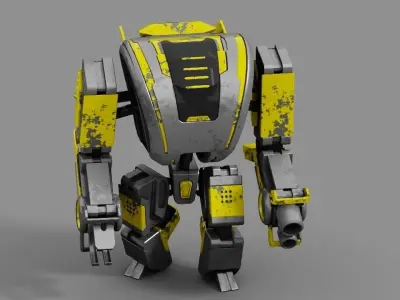 Combat Droid rigged- animated character 3D model