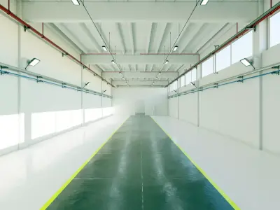 Industrial Hangar Hall Interior 6 Low-poly 3D model