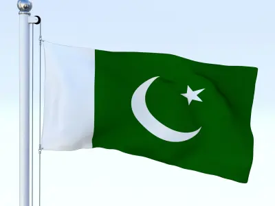 Animated Pakistan Flag Low-poly 3D model