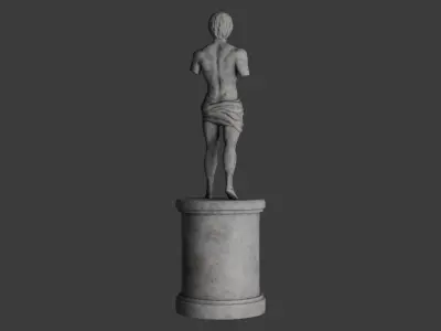 Low-Poly Old antique sculpture of a man Low-poly 3D model