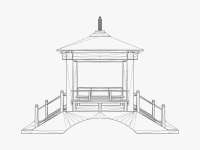 Japanese Bridge Low-poly 3D model