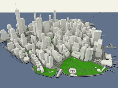 NYC Lower Manhattan Financial District Low-poly 3D model