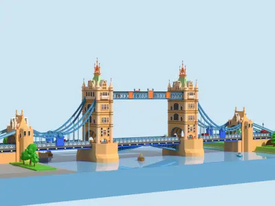 London - tower bridge Low-poly 3D model