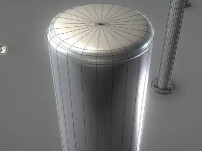 Modern Stainless Steel Barricade Bollard Low-poly 3D model