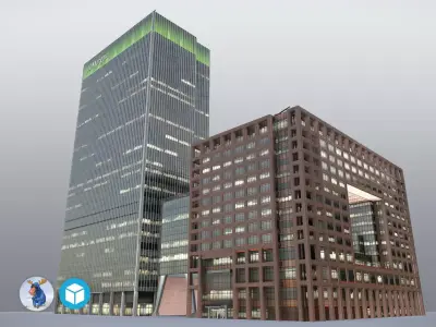 London 25Bank Street JPMorgan Skyscraper Low-poly 3D model