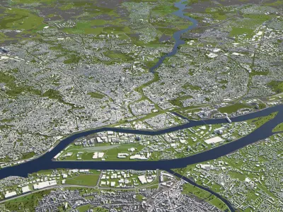 Nantes France 50x50km 3D City Map 3D model