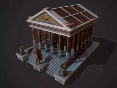 Ancient Temple Mars Low-poly 3D model