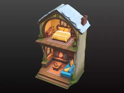 Miniature Dollhouse with Two Separate Floors 3D print model