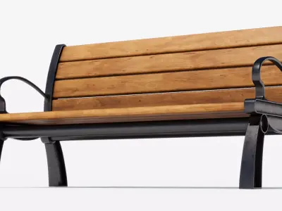 Park Bench Low-poly 3D model 9