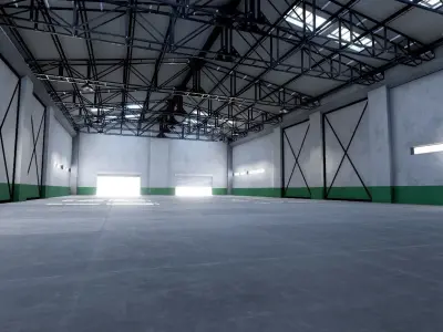 Warehouse interior unity Low-poly 3D model