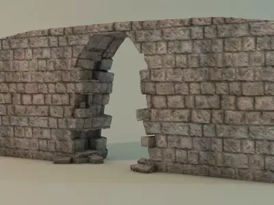 Broken wall Module Low-poly 3D model