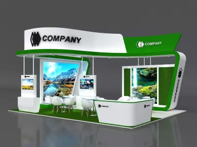 Exhibition Stand Booth 8x8m Height 450cm 4 Side Open 3D model