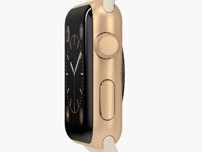 Apple Watch Gold Aluminum Case Antique White Sport Band Low-poly 3D model