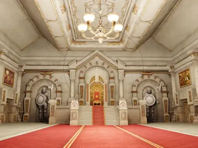 medieval  castle building architercture tower alcazar barbacan Low-poly 3D model