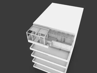 roofgareden building with balconies and balconies 3D model
