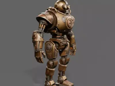 Copper Robot Character 3D Model Low-poly 3D model
