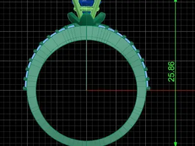 Solitaire ring  3D print model 2