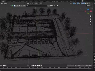 Low-Resolution Truck Hangar Low-poly 3D model