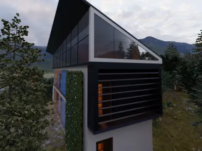 Minihouse house on edge of lake 3D model