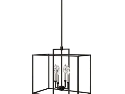 Noa 4-Light Pendant Matte Black with Aged Brass Free 3D model