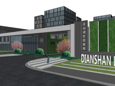 modern glass facade office building model 3D model
