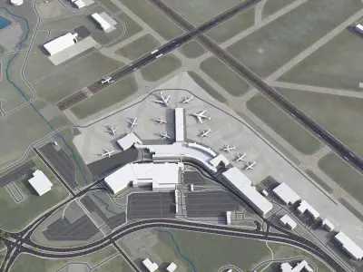 Albany Airport Low-poly 3D model