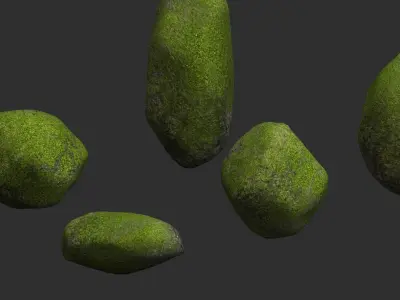 Assorted Boulders - Moss Low-poly 3D model