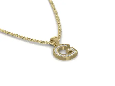 Pendant G letter with diamonds 3D print model
