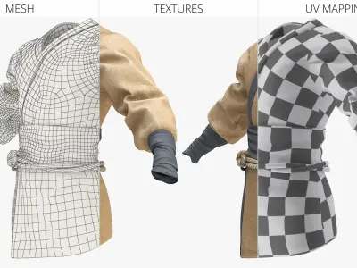  Eastern Peasant Robe with Rope Belt Brown 