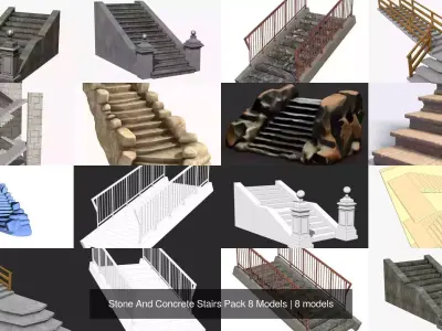 Stone And Concrete Stairs Pack 8 Models