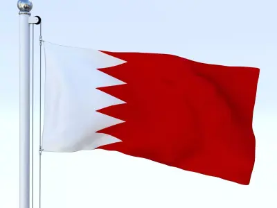 Animated Bahrain Flag Low-poly 3D model