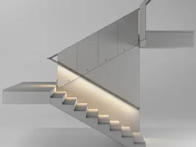 Minimalism Concrete Staircase 3D model