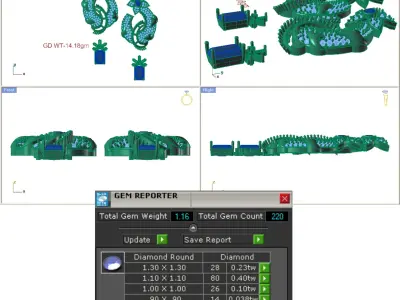 Pendants Collection diamond necklace and earrings set 3D print model