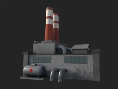 Old Abdoned Factory Low Poly Model Low-poly 3D Low-poly 3D model