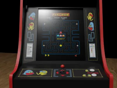 pacman arcade machine Free low-poly 3D model