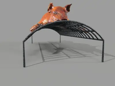 Pig on a skewer Low-poly 3D model