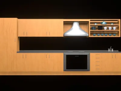 Light wood kitchen 3D model