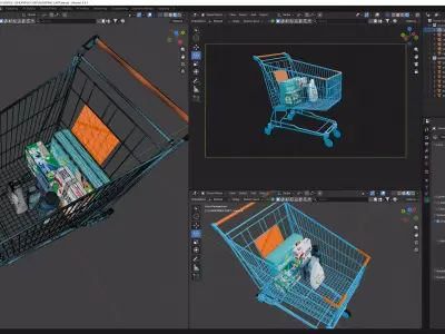 shopping cart 3D model Textured