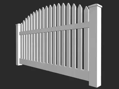 Wooden Fence Low-poly 3D model 9