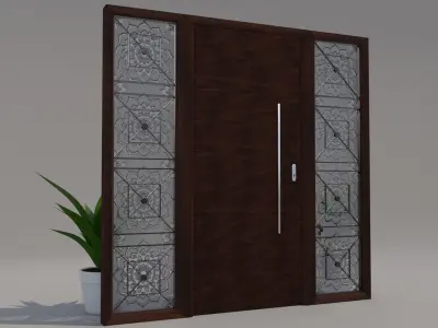 Stylized Door Rigged Low-Poly Low-poly 3D model