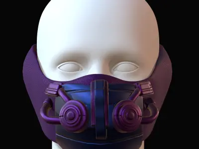 Gas mask helmet 3d model scifi Low-poly  Low-poly 3D model