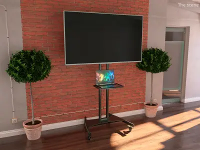  TV Stand with Laptop and Screen 