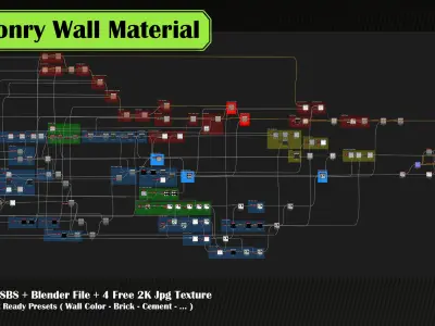 Procedural Masonry Wall PBR Material 3D model
