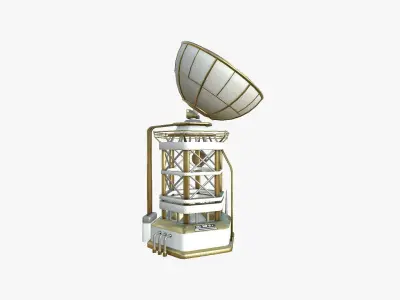 SciFi Antenna Tower A11 Gold - Sci Fi Exterior Design Low-poly 3D model
